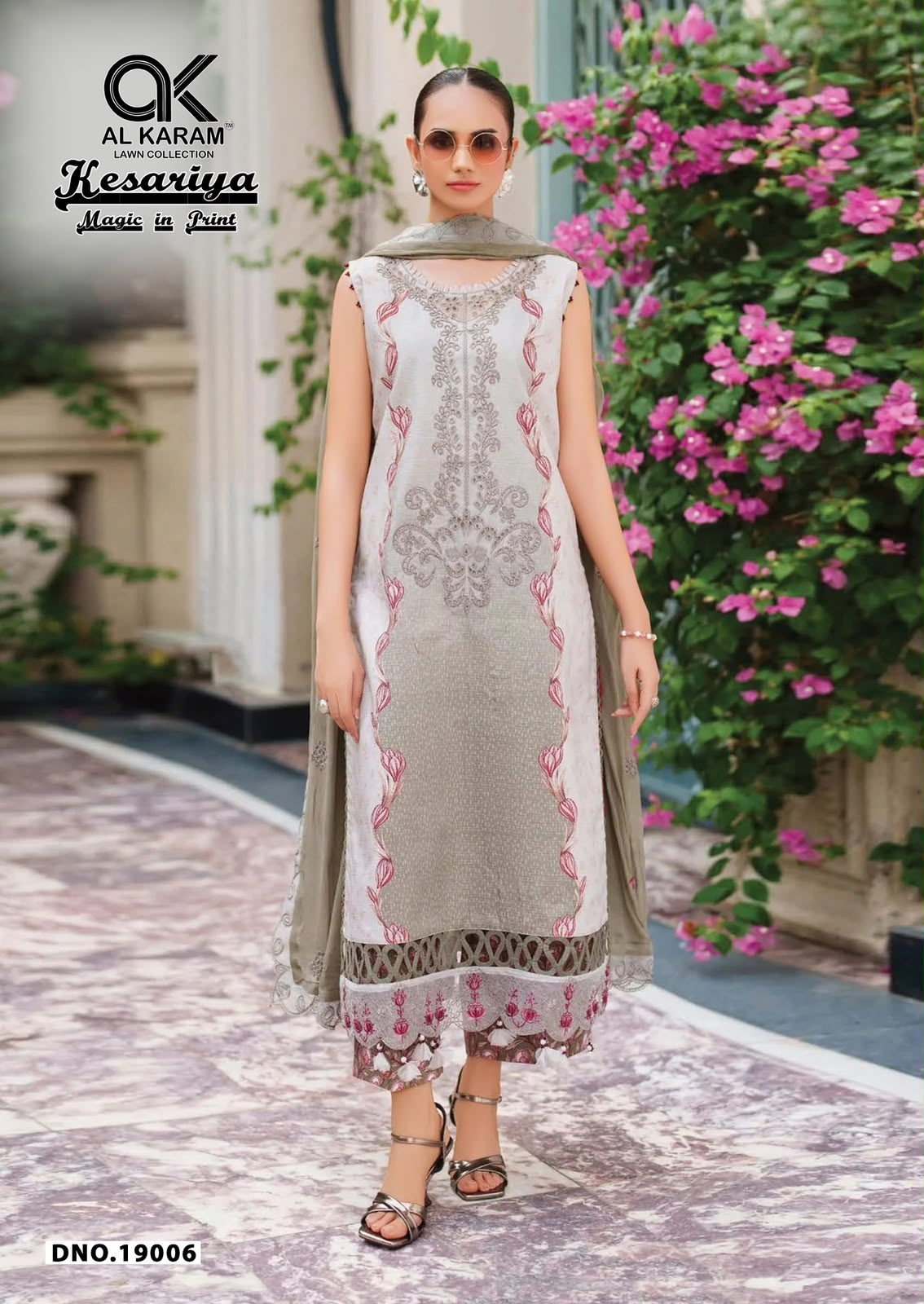 Al Karam Kesariya Vol 19 Readymade Cambric Cotton Karachi Kurti Set