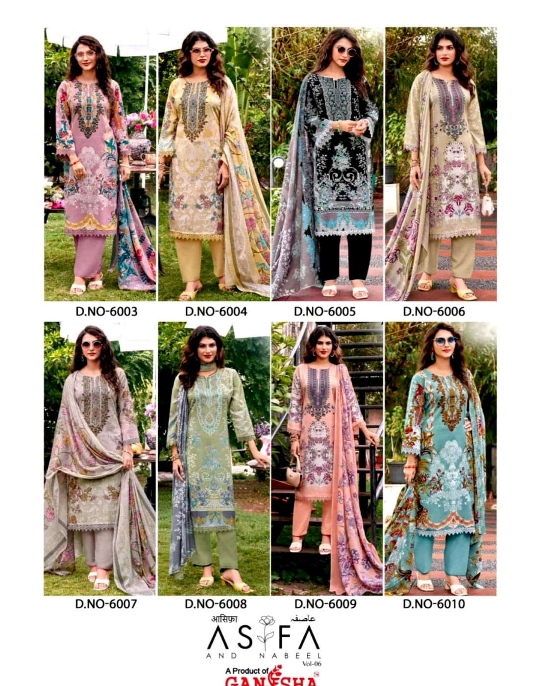 Asifa and Nafeel Vol-06 Mix Cotton Unstitched Suit Material