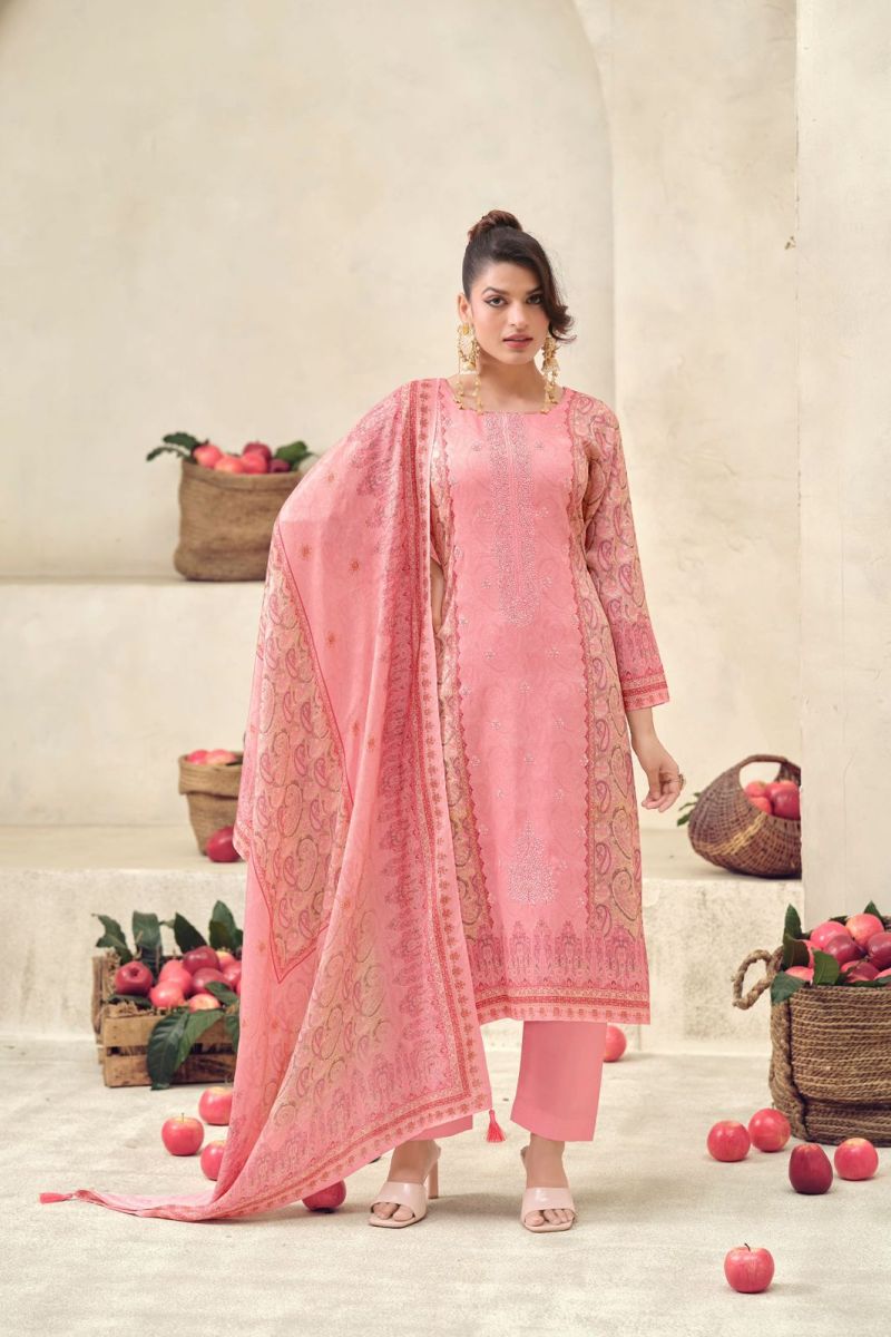 Hermitage Aaranya Vol 5 Satin Cotton Digital Print Embroidered Dress Material