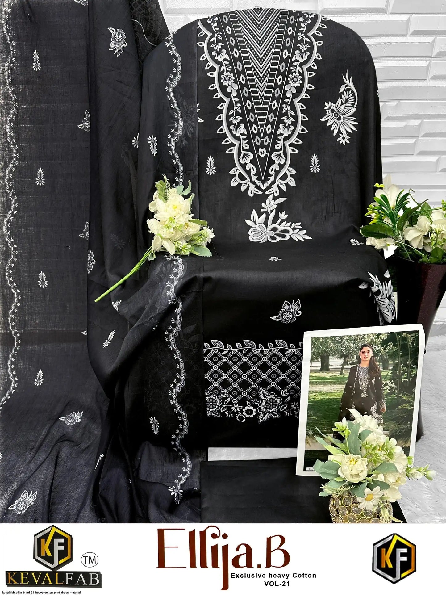 KEVAL FAB ELLIJA B VOL 21 HEAVY COTTON PRINT DRESS MATERIAL