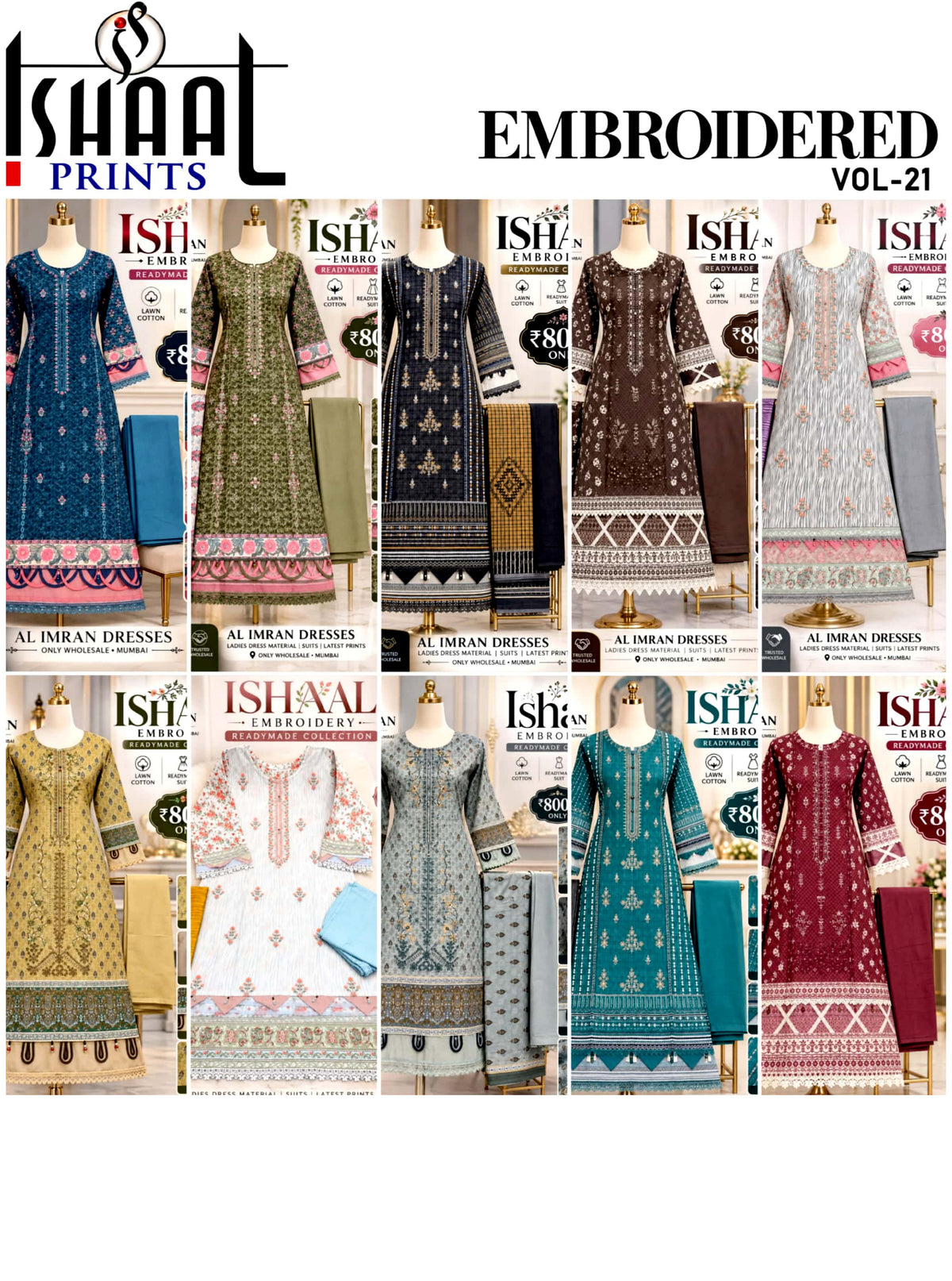 Ishal Prints Embroidered Vol.21 by Ishal Prints Readymade Pure Cotton catalogue