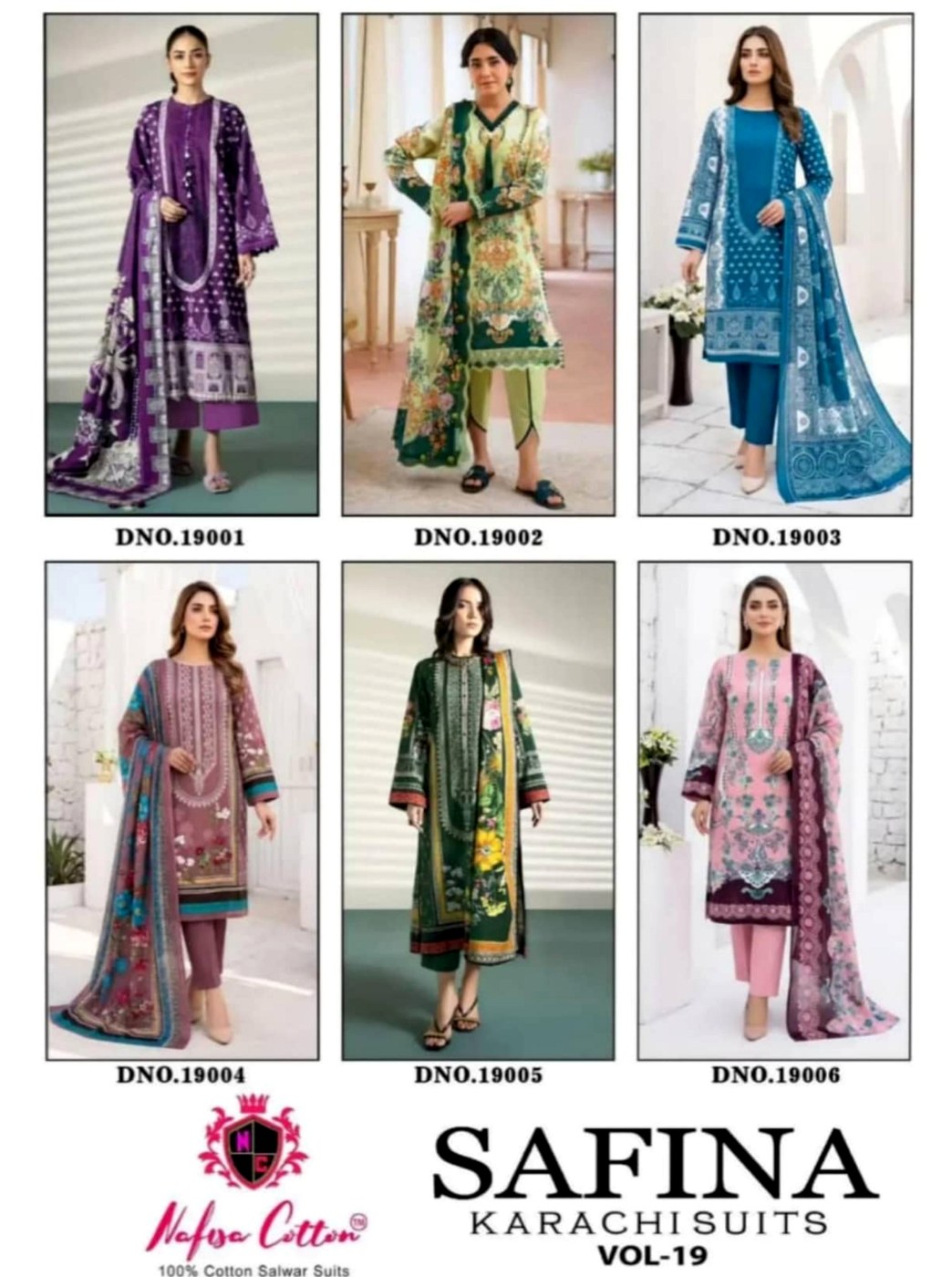 Safina Vol-19 Mix Cotton Unstitched Suit Material