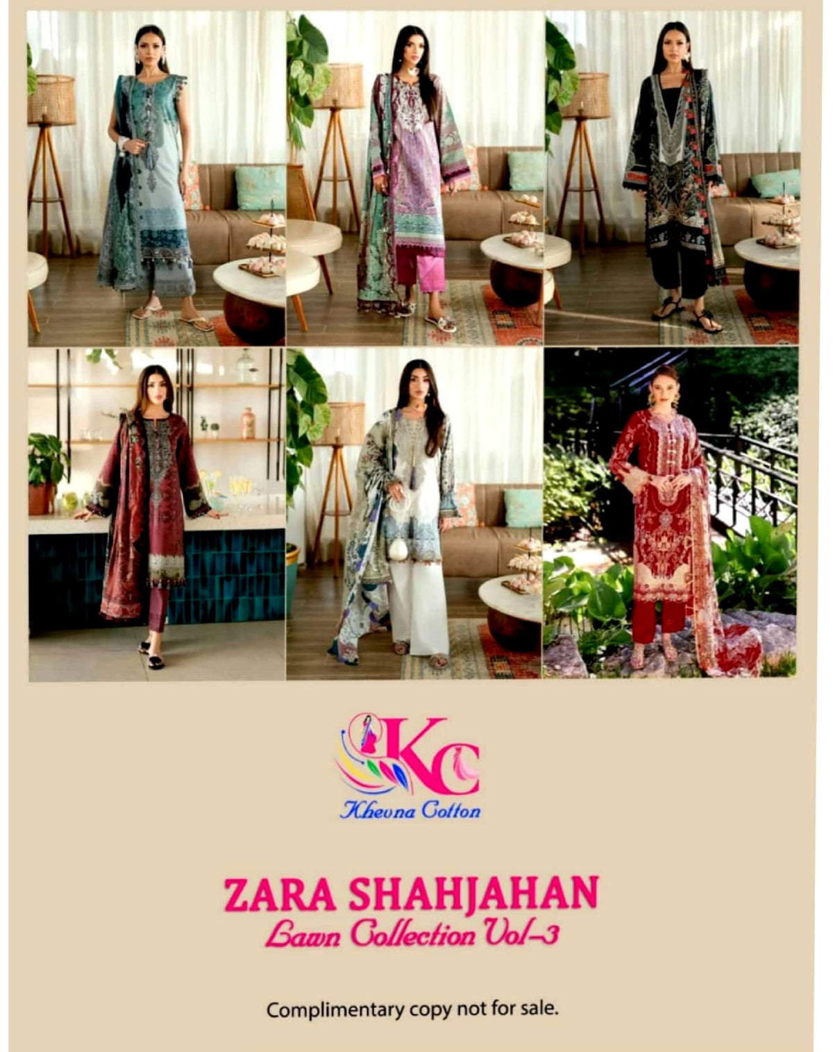 Zara Shahjahan Lawn Collection Vol-3 Pure Cotton 6 Pcs Set