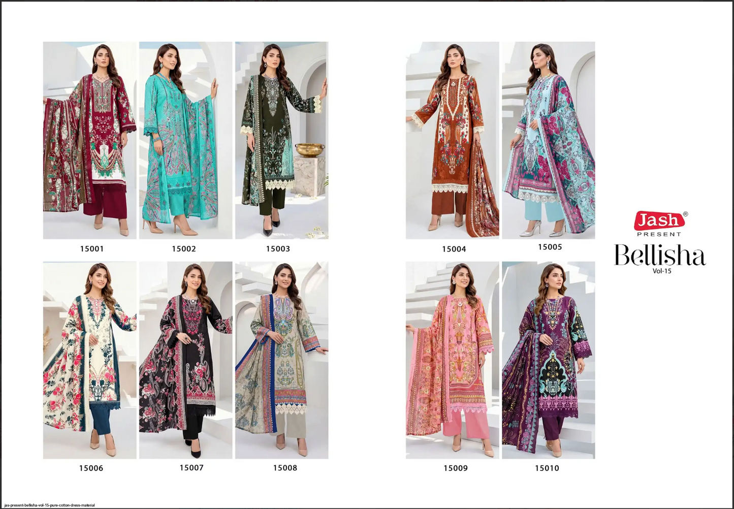 JAS PRESENT BELLISHA VOL 15 PURE COTTON DRESS MATERIAL