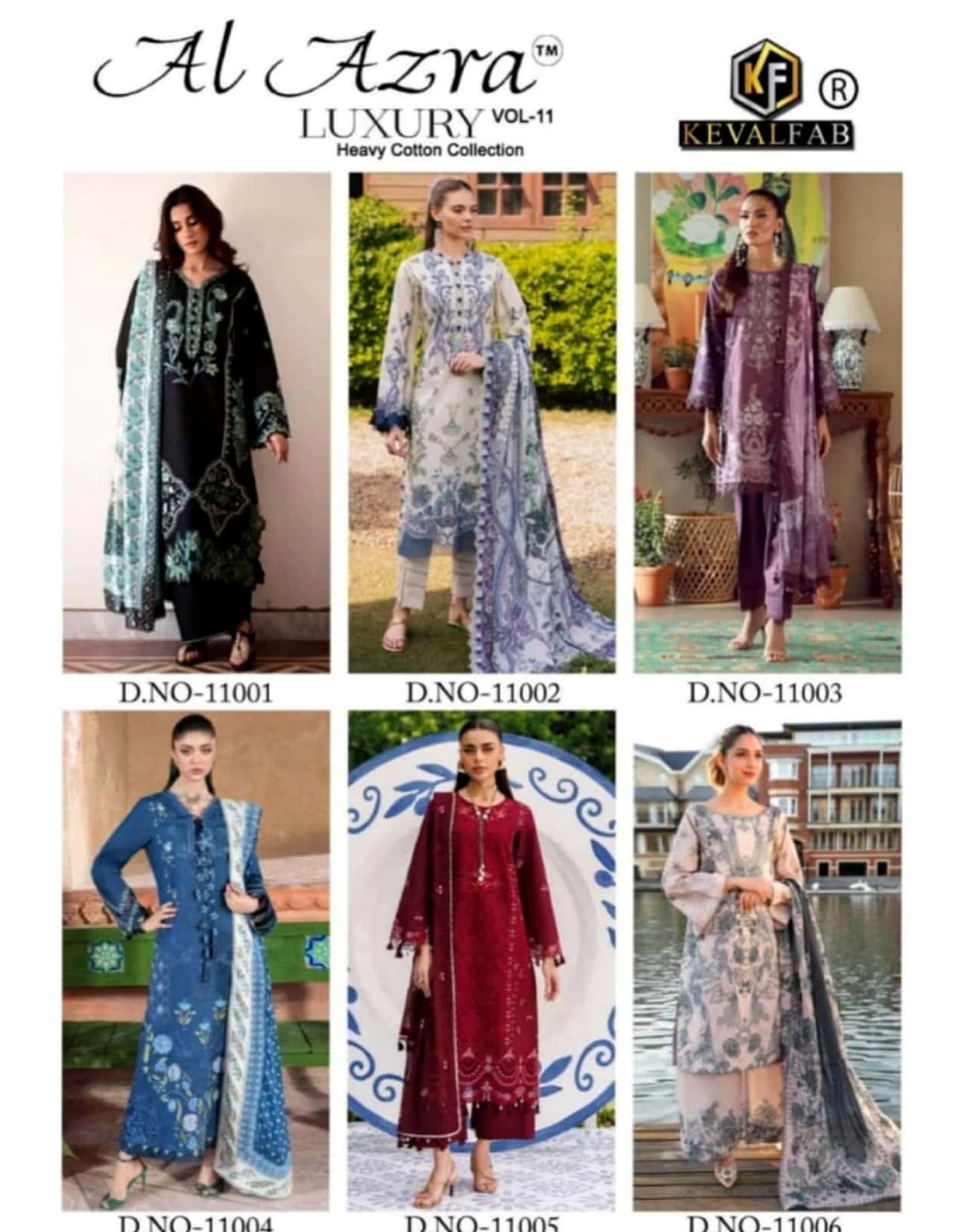 Al Azra Vol-11 Pure Cotton 6 Pcs Set