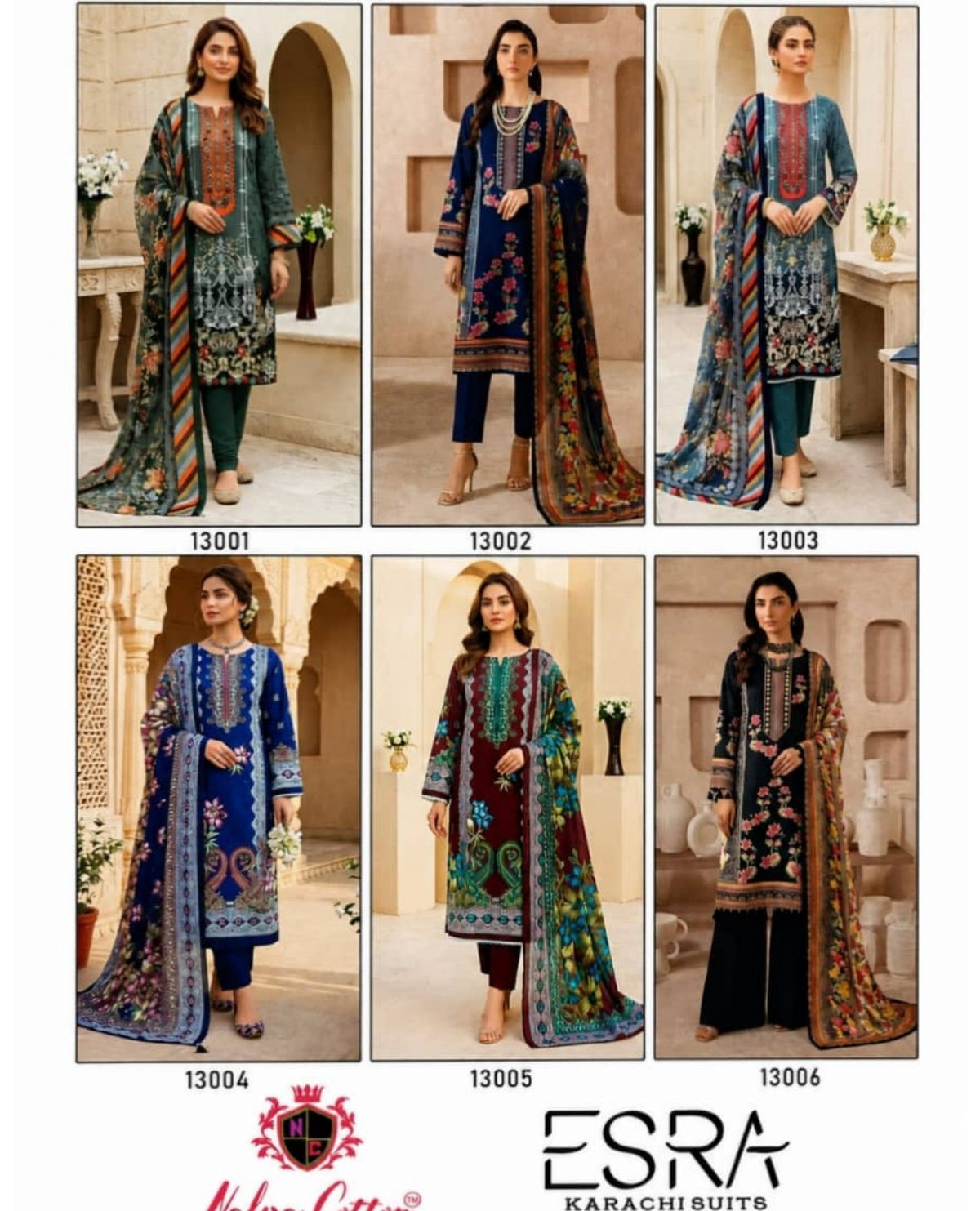Esra Karachi Suits Vol.13 | Mix Cotton | 6 Pcs Set catalogue image