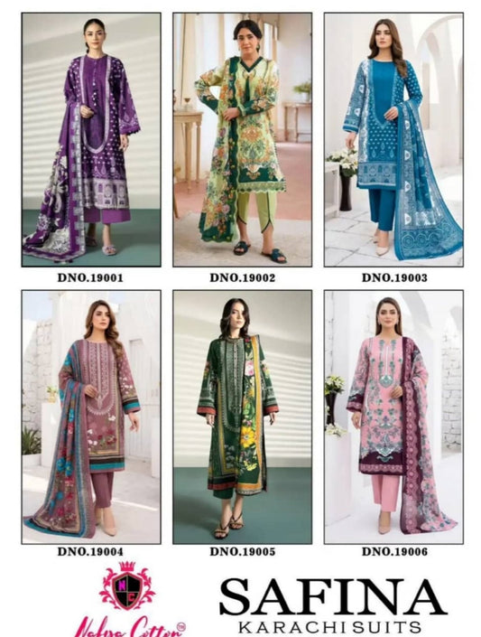 Safina Karachi Suits Vol.19 | Mix Cotton | 6 Pcs Set catalogue image