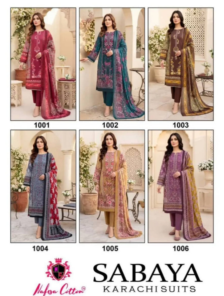 Sabaya Karachi Suits | Mix Cotton | 6 Pcs Set catalogue image