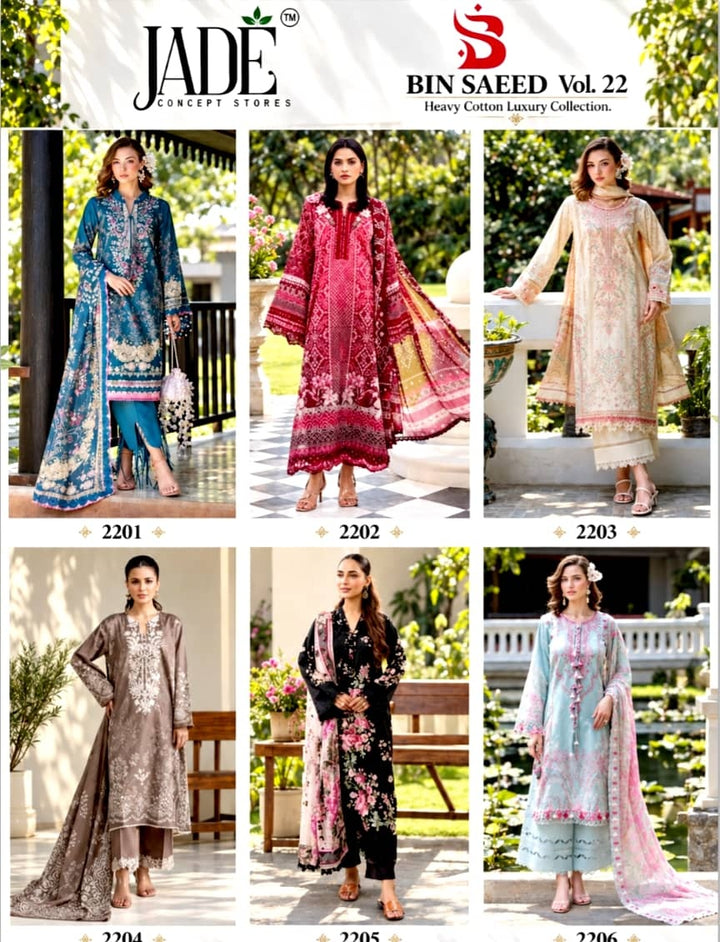 Jade Bin Saeed Vol.22 | Pure Cotton | 6 Pcs Set catalogue image