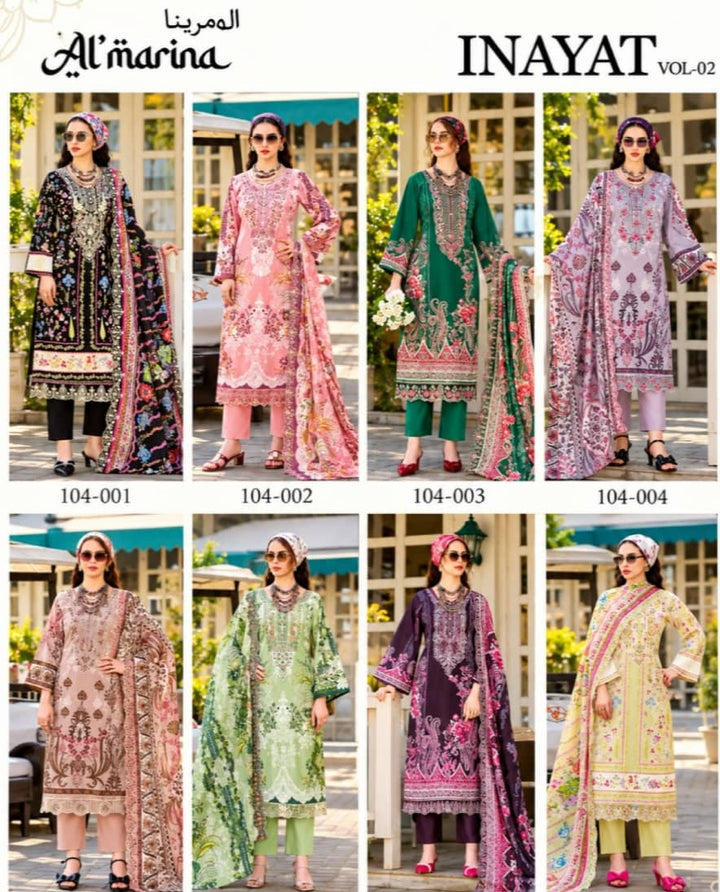 Almarina Inayat Vol.02 | Pure Cotton | 8 Pcs Set catalogue image