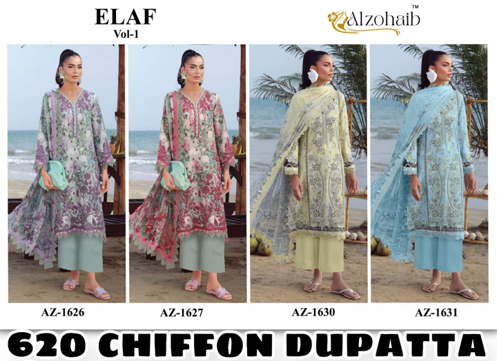 Elaf Vol.1 - Chiffon Dupatta | Pure Cotton | 4 Pcs Set catalogue image