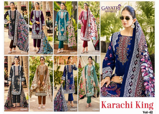 Gayatri Apparels | Karachi King Vol.42 | Readymade Mix Cotton | 8 Pcs Set catalogue image