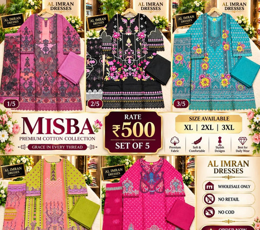 MISBA | MISBA Premium Cotton Collection | Readymade Pure Cotton | 5 Pcs Set catalogue image