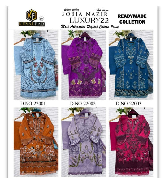 Kevalfab | Sobia Nazir Luxury 22 | Readymade Pure Cotton | 6 Pcs Set catalogue image