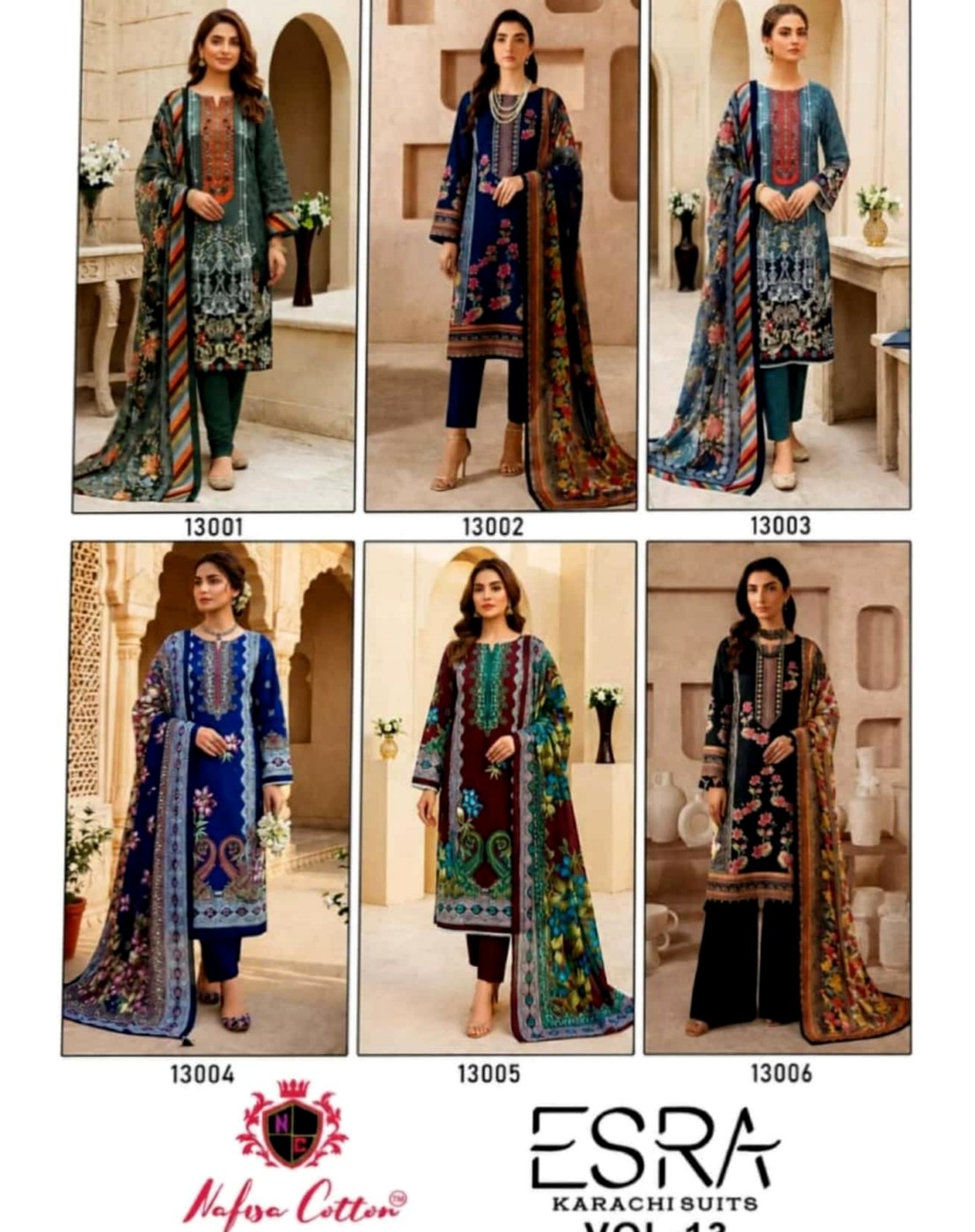 Esra Vol-13 Mix Cotton Unstitched Suit Material