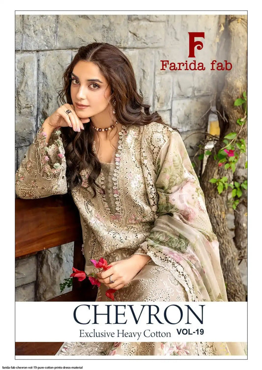 FARIDA FAB CHEVRON VOL 19 PURE COTTON PRINTS DRESS MATERIAL