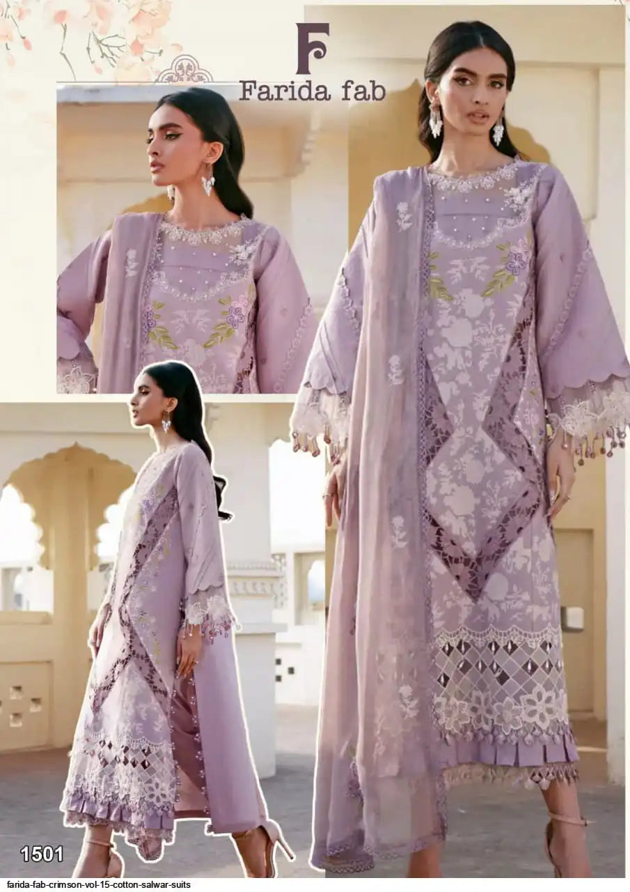 FARIDA FAB CRIMSON VOL 15 COTTON SALWAR SUITS
