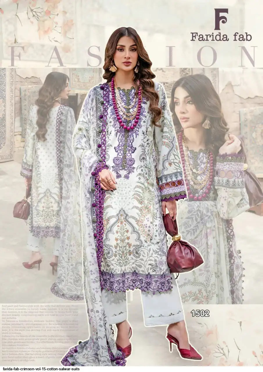 FARIDA FAB CRIMSON VOL 15 COTTON SALWAR SUITS