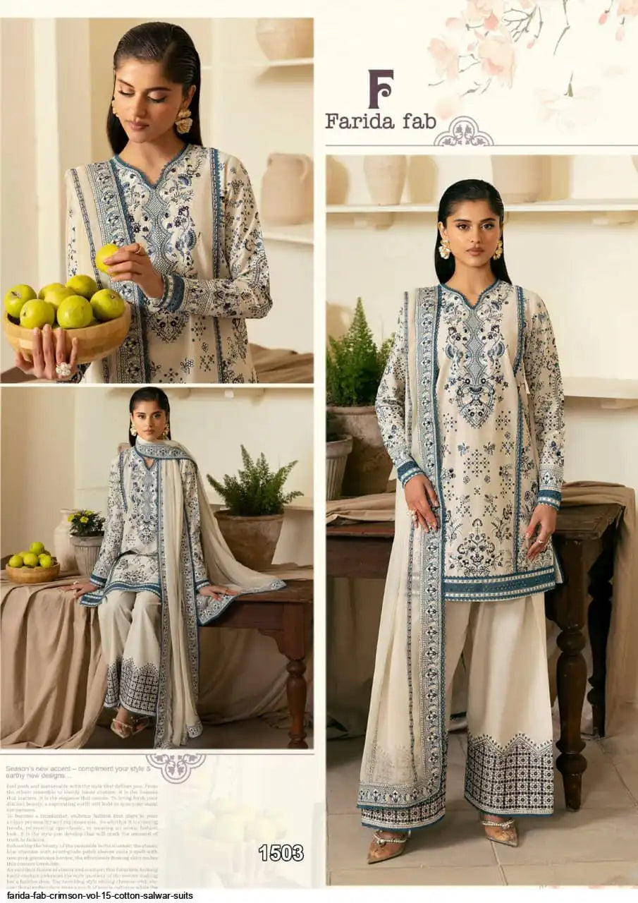 FARIDA FAB CRIMSON VOL 15 COTTON SALWAR SUITS