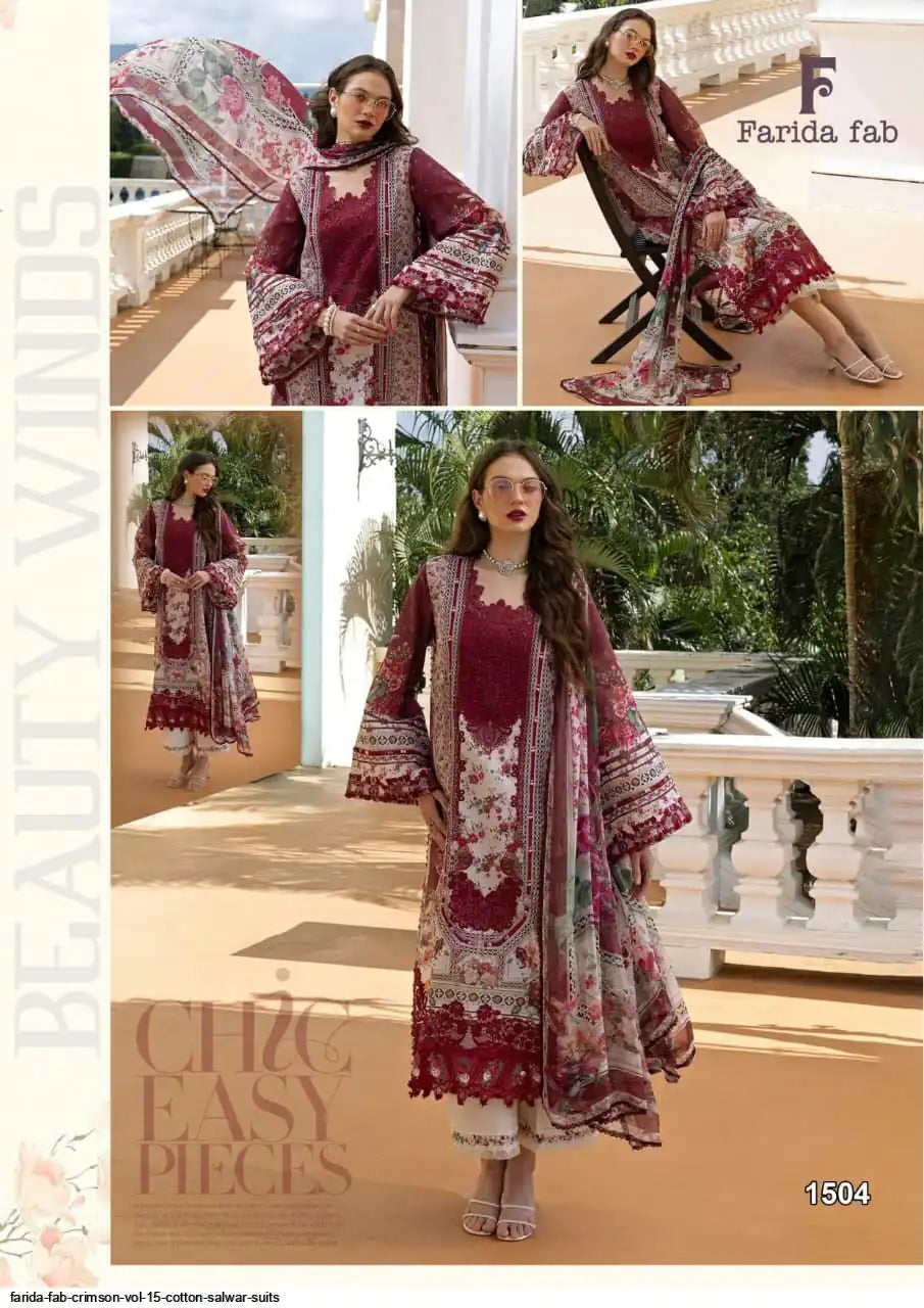 FARIDA FAB CRIMSON VOL 15 COTTON SALWAR SUITS