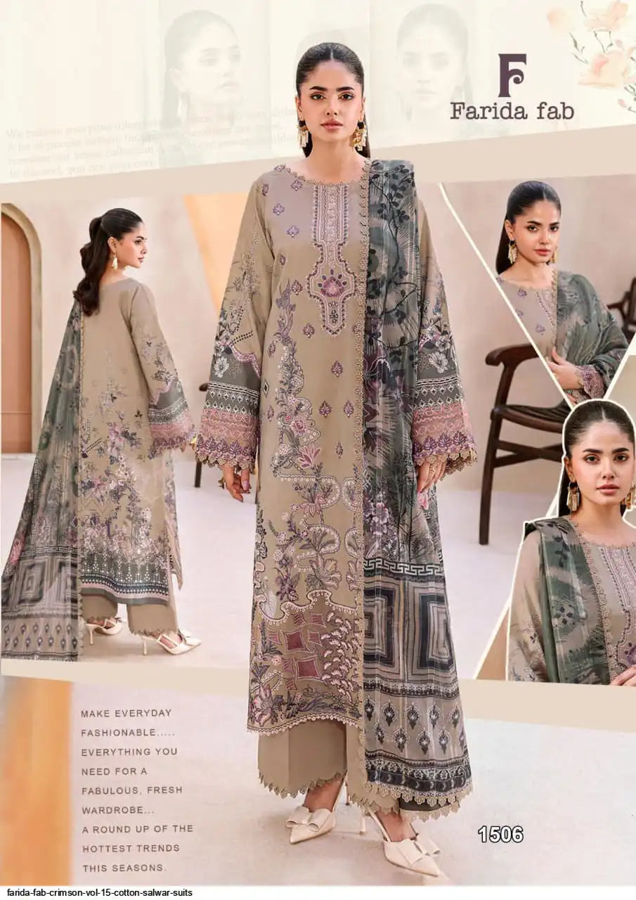 FARIDA FAB CRIMSON VOL 15 COTTON SALWAR SUITS