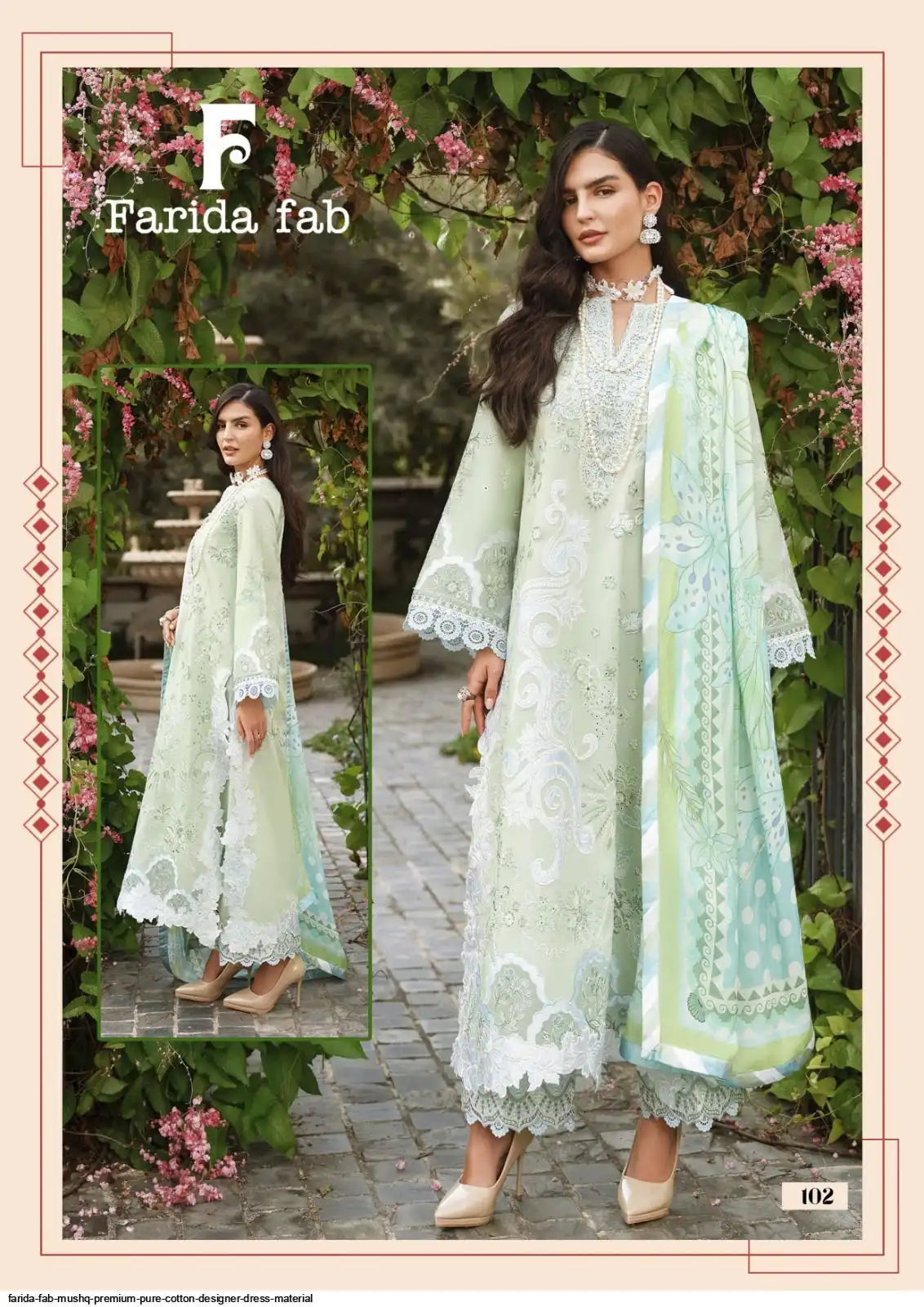 FARIDA FAB MUSHQ PREMIUM PURE COTTON DESIGNER DRESS MATERIAL