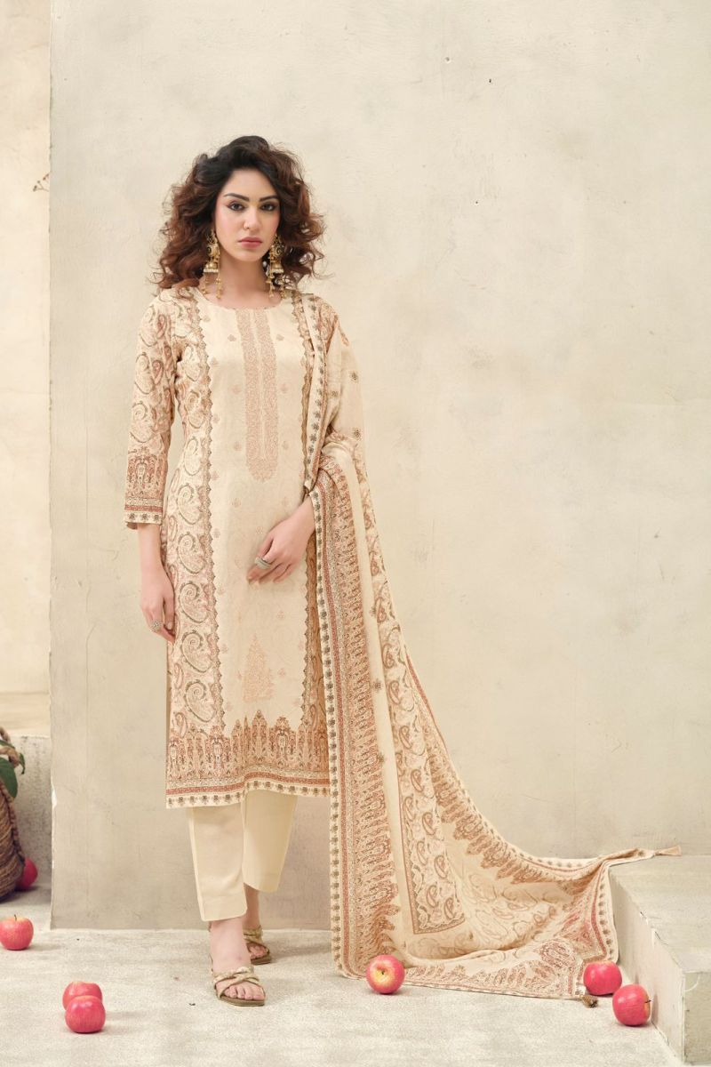 Hermitage Aaranya Vol 5 Satin Cotton Digital Print Embroidered Dress Material
