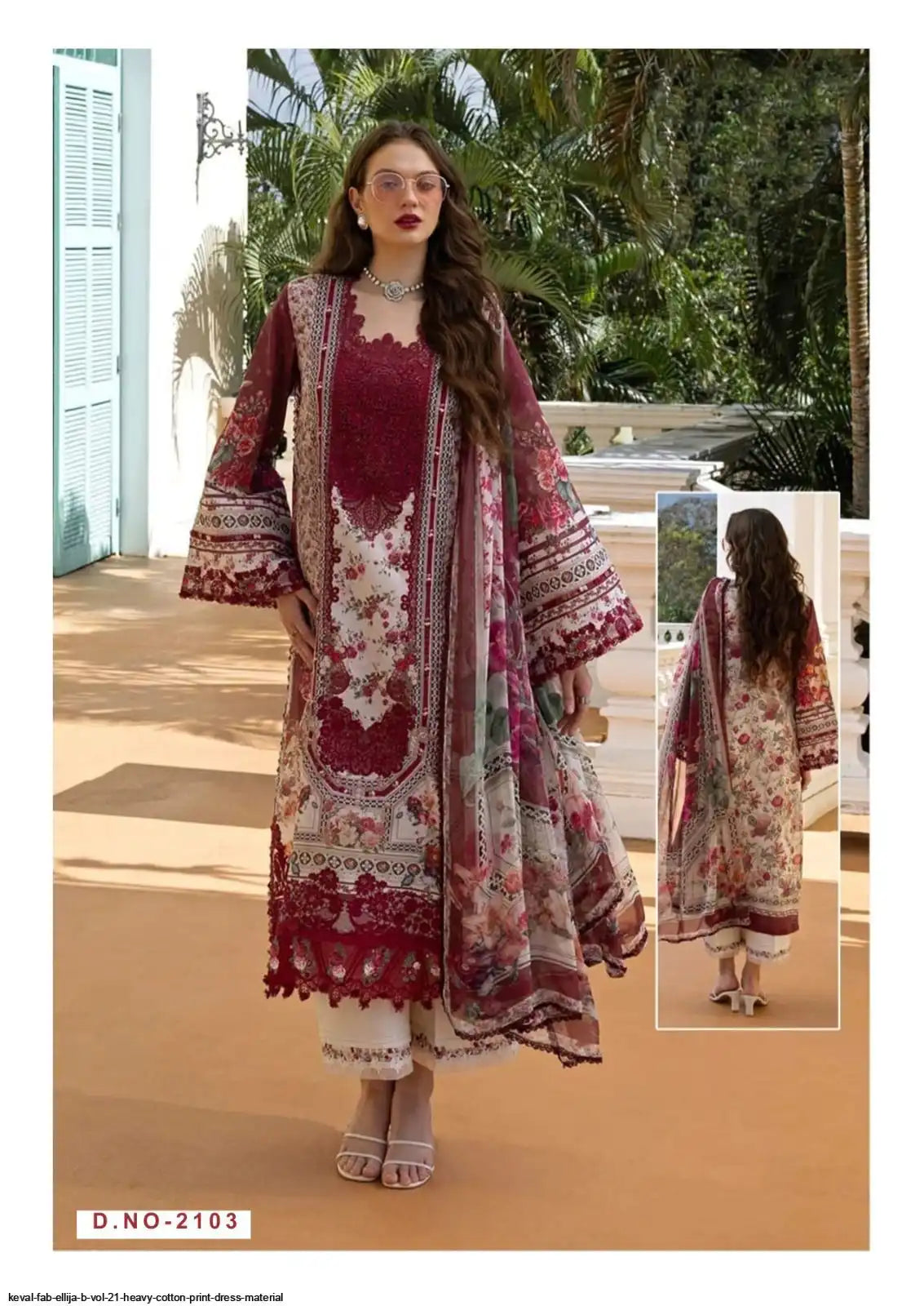 KEVAL FAB ELLIJA B VOL 21 HEAVY COTTON PRINT DRESS MATERIAL