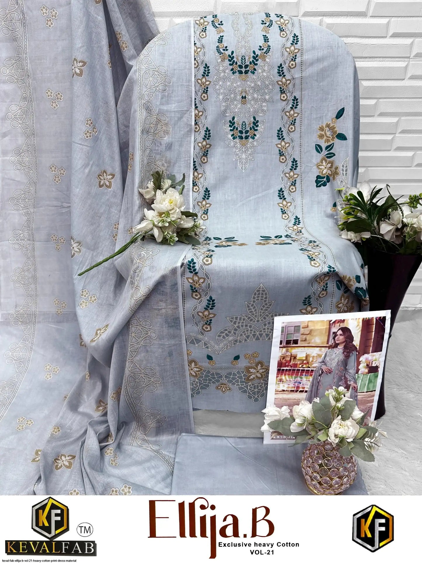 KEVAL FAB ELLIJA B VOL 21 HEAVY COTTON PRINT DRESS MATERIAL