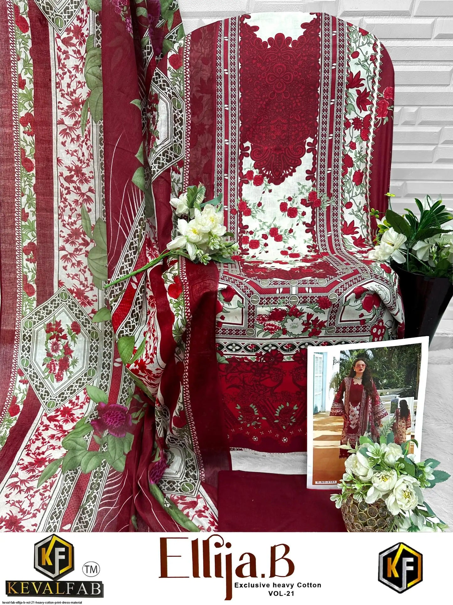 KEVAL FAB ELLIJA B VOL 21 HEAVY COTTON PRINT DRESS MATERIAL