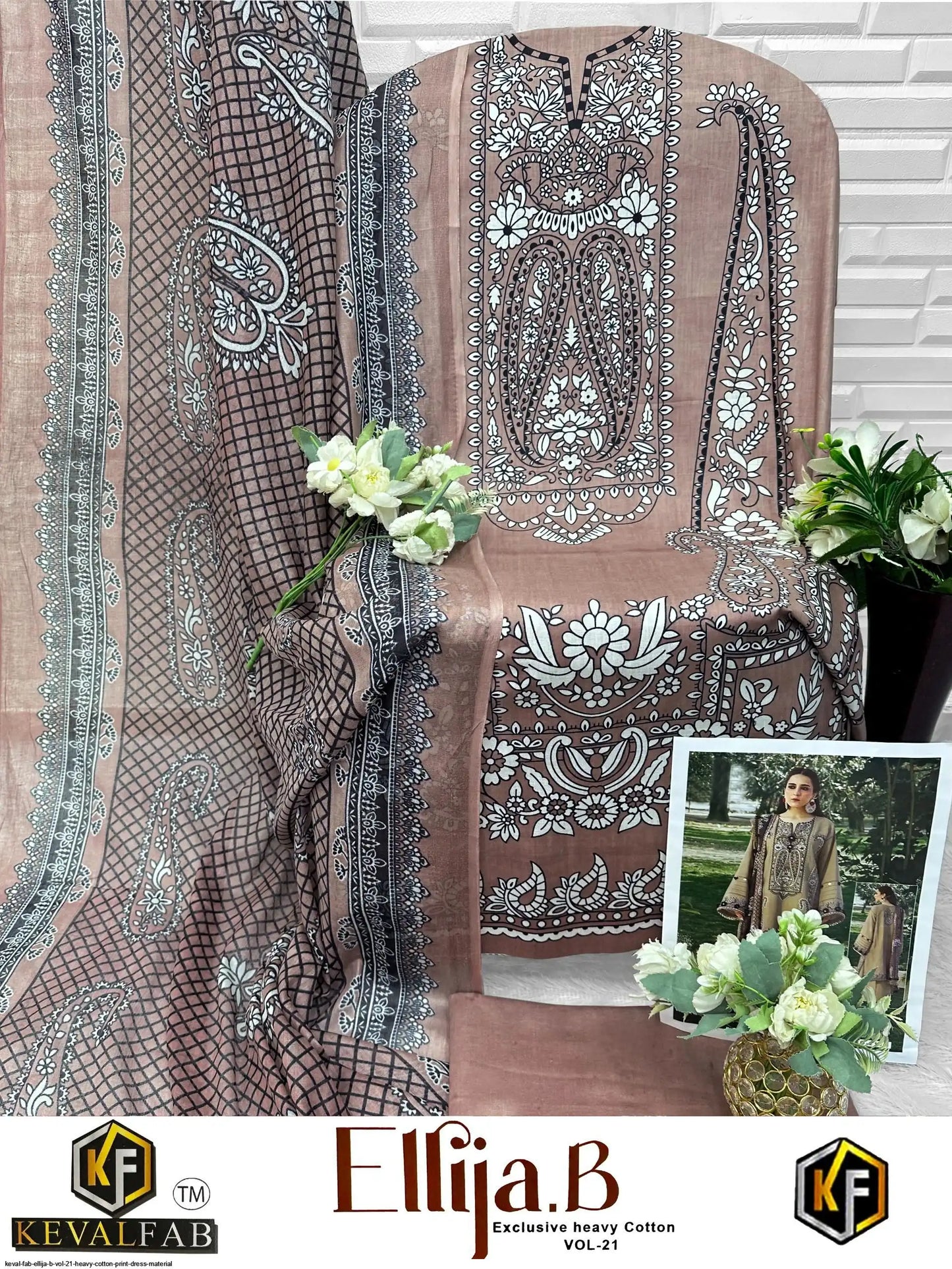 KEVAL FAB ELLIJA B VOL 21 HEAVY COTTON PRINT DRESS MATERIAL