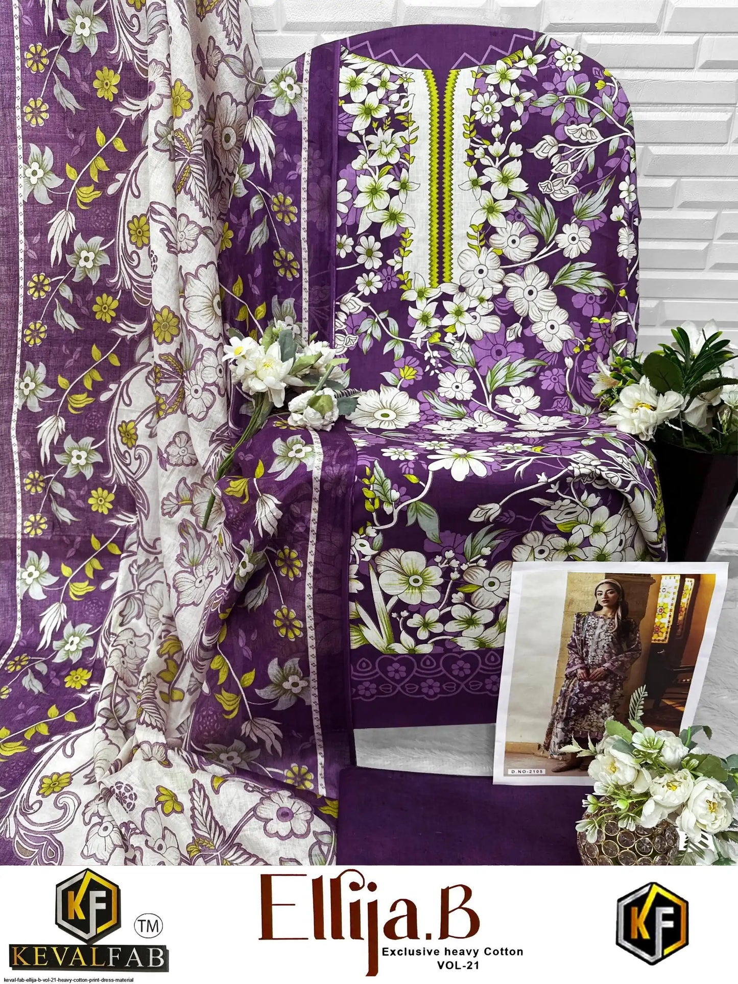 KEVAL FAB ELLIJA B VOL 21 HEAVY COTTON PRINT DRESS MATERIAL
