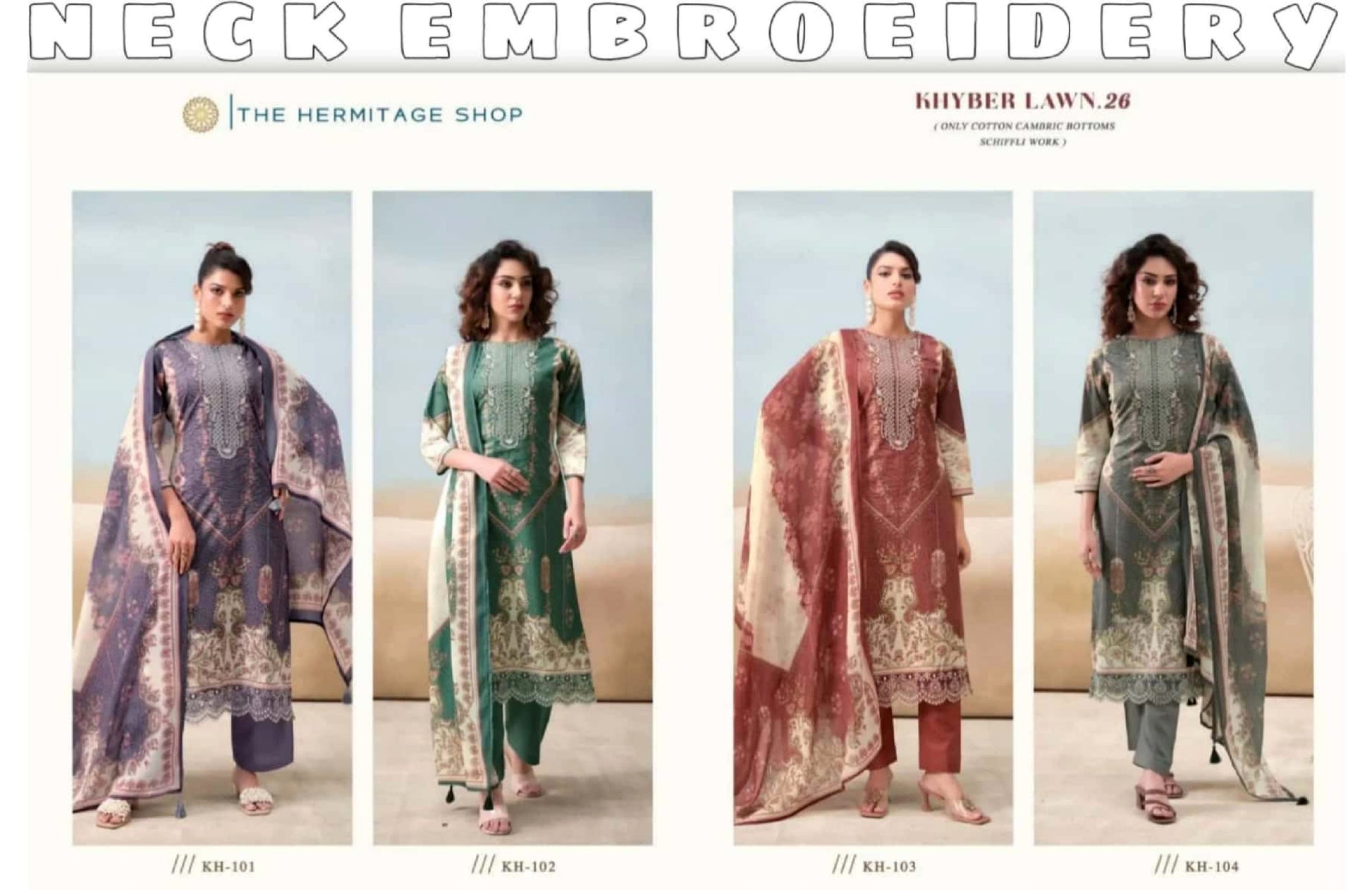 Khyber Lawn-26 Pure Cotton 4 Pcs Set
