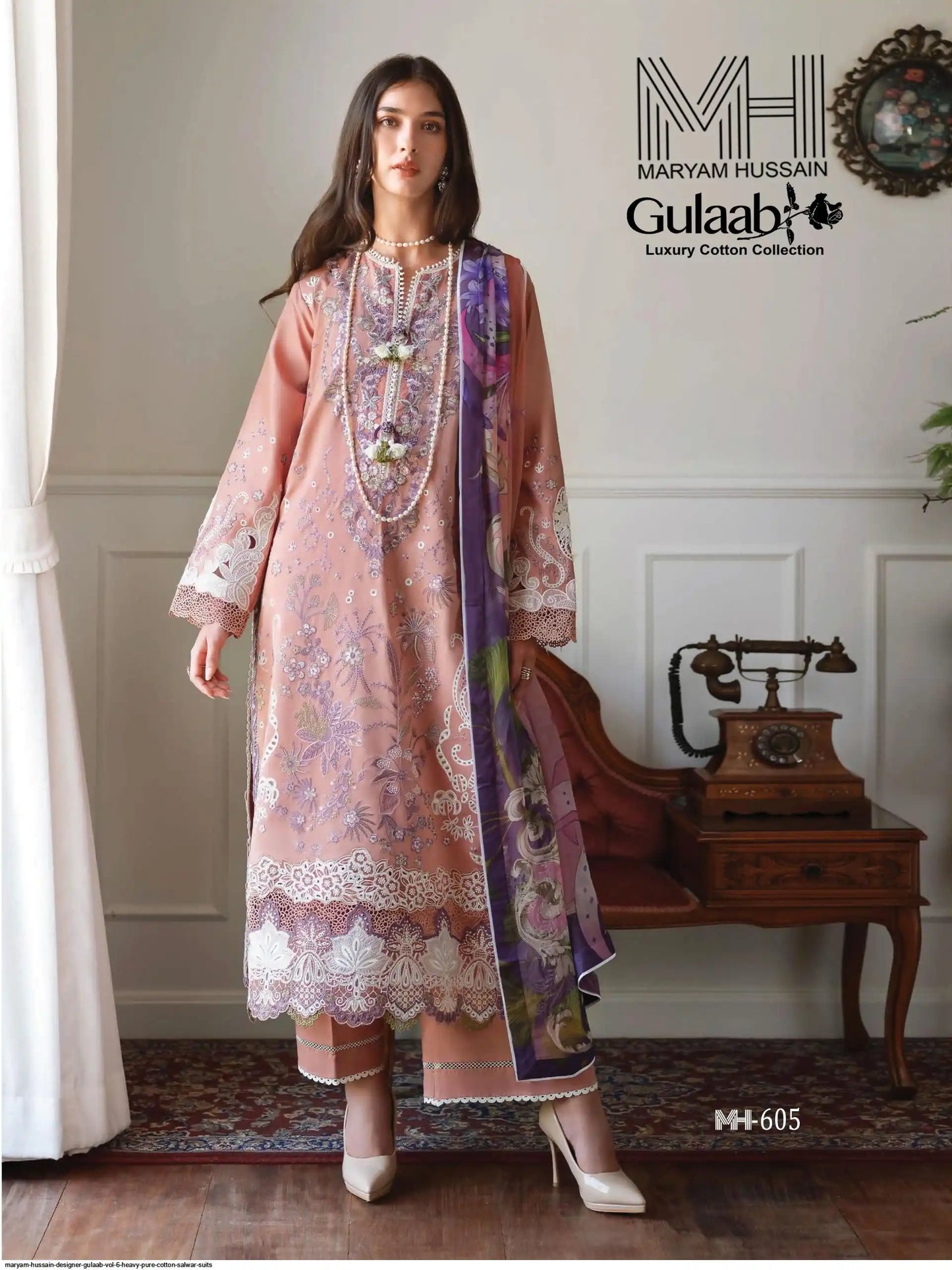 MARYAM HUSSAIN DESIGNER GULAAB VOL 6 HEAVY PURE COTTON SALWAR SUITS