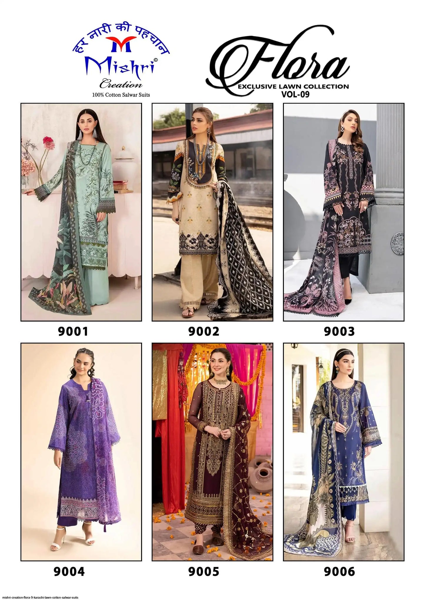 MISHRI CREATION FLORA 9 KARACHI LAWN COTTON SALWAR SUITS