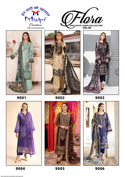MISHRI CREATION FLORA 9 KARACHI LAWN COTTON SALWAR SUITS