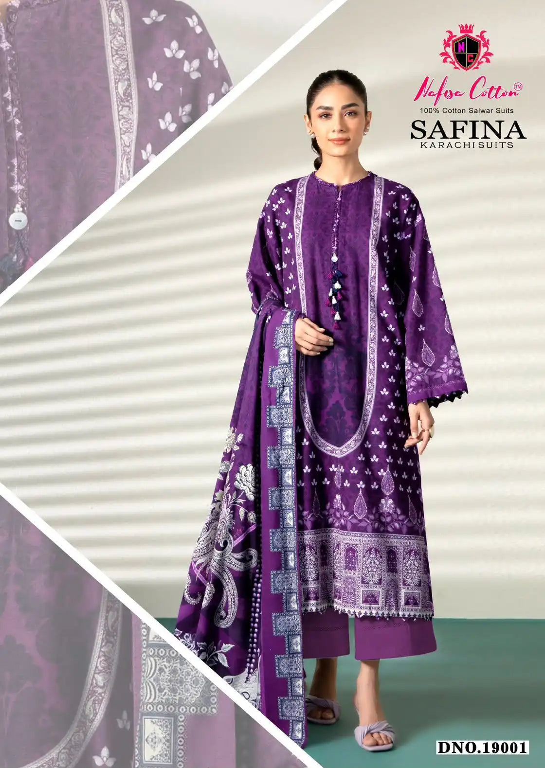 NAFISHA COTTON SAFINA KARACHI SUITS VOL 19 PURE SOFT DRESS MATERIAL