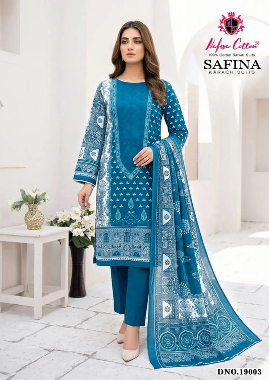 NAFISHA COTTON SAFINA KARACHI SUITS VOL 19 PURE SOFT DRESS MATERIAL