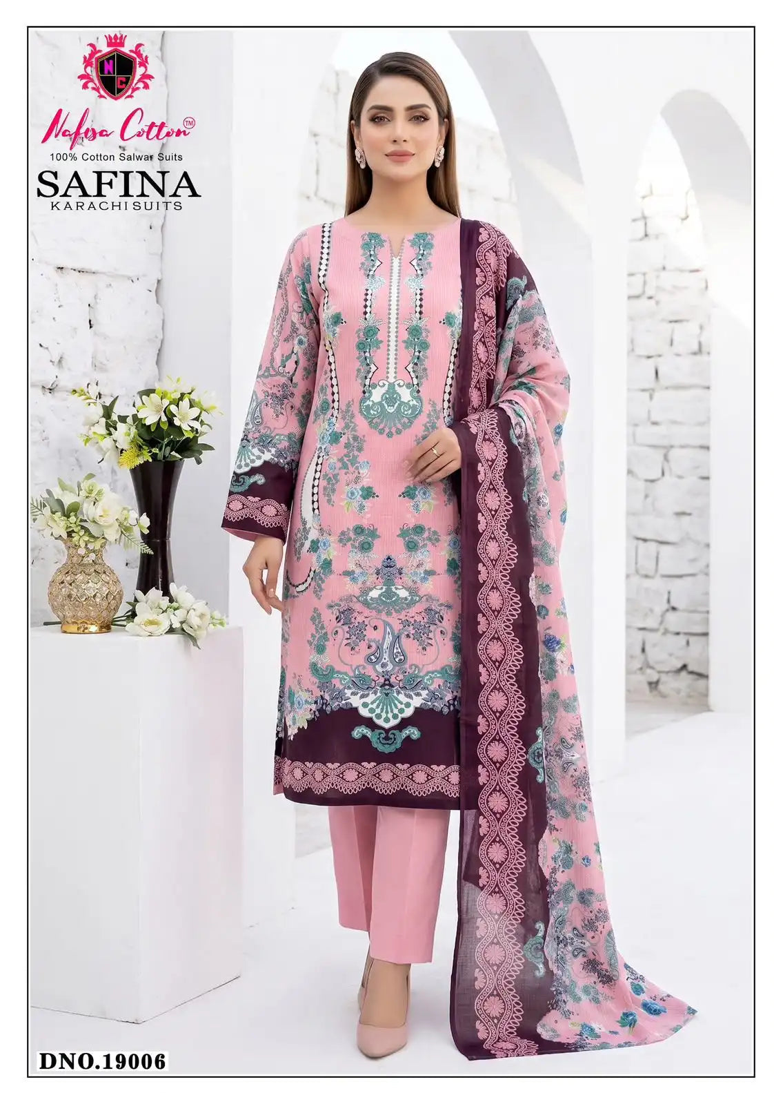 NAFISHA COTTON SAFINA KARACHI SUITS VOL 19 PURE SOFT DRESS MATERIAL