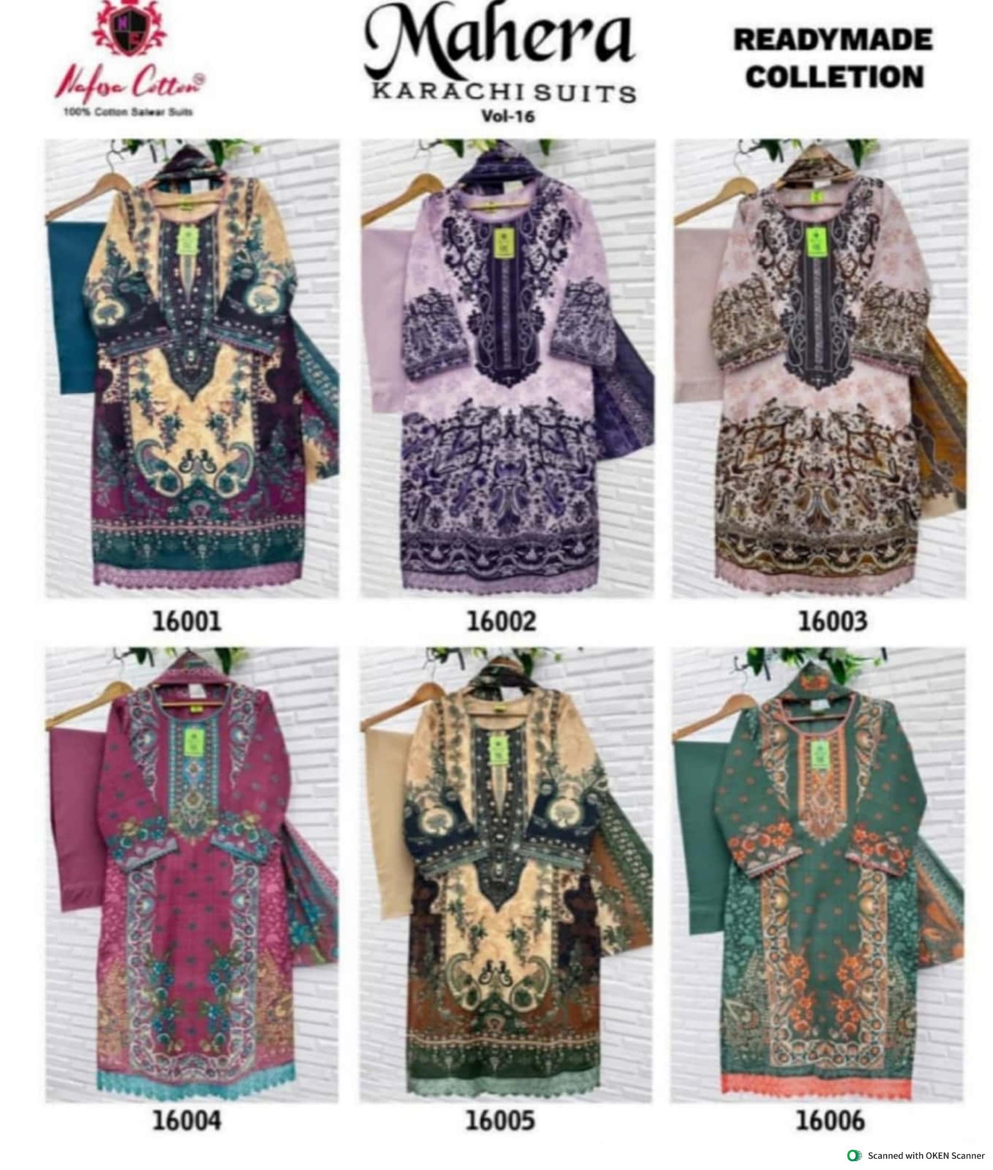Mahera Karachi Suits Vol-16 Readymade Mix Cotton