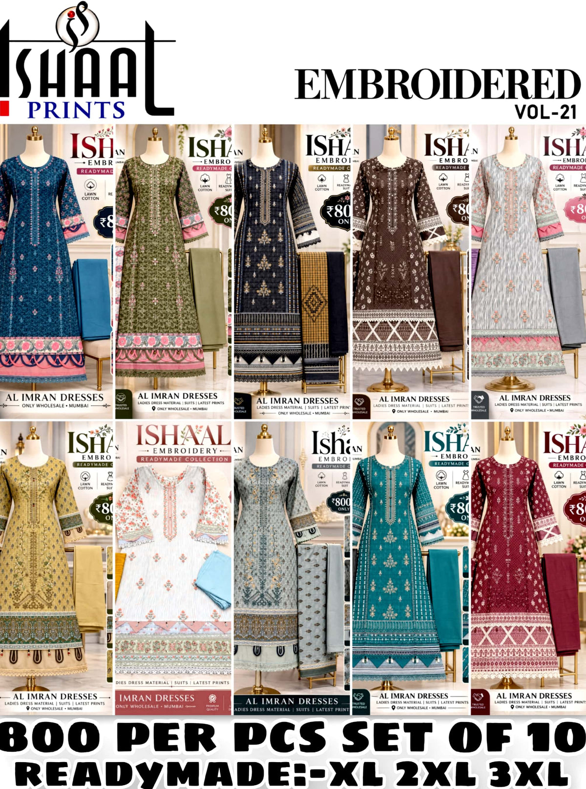 Ishal Prints Embroidered Vol.21 Readymade Pure Cotton catalogue