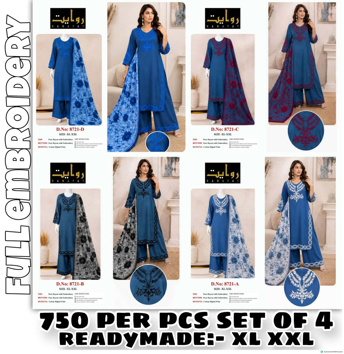 Full Embroidery D.No. 8721 Series Readymade Pure Cotton catalogue