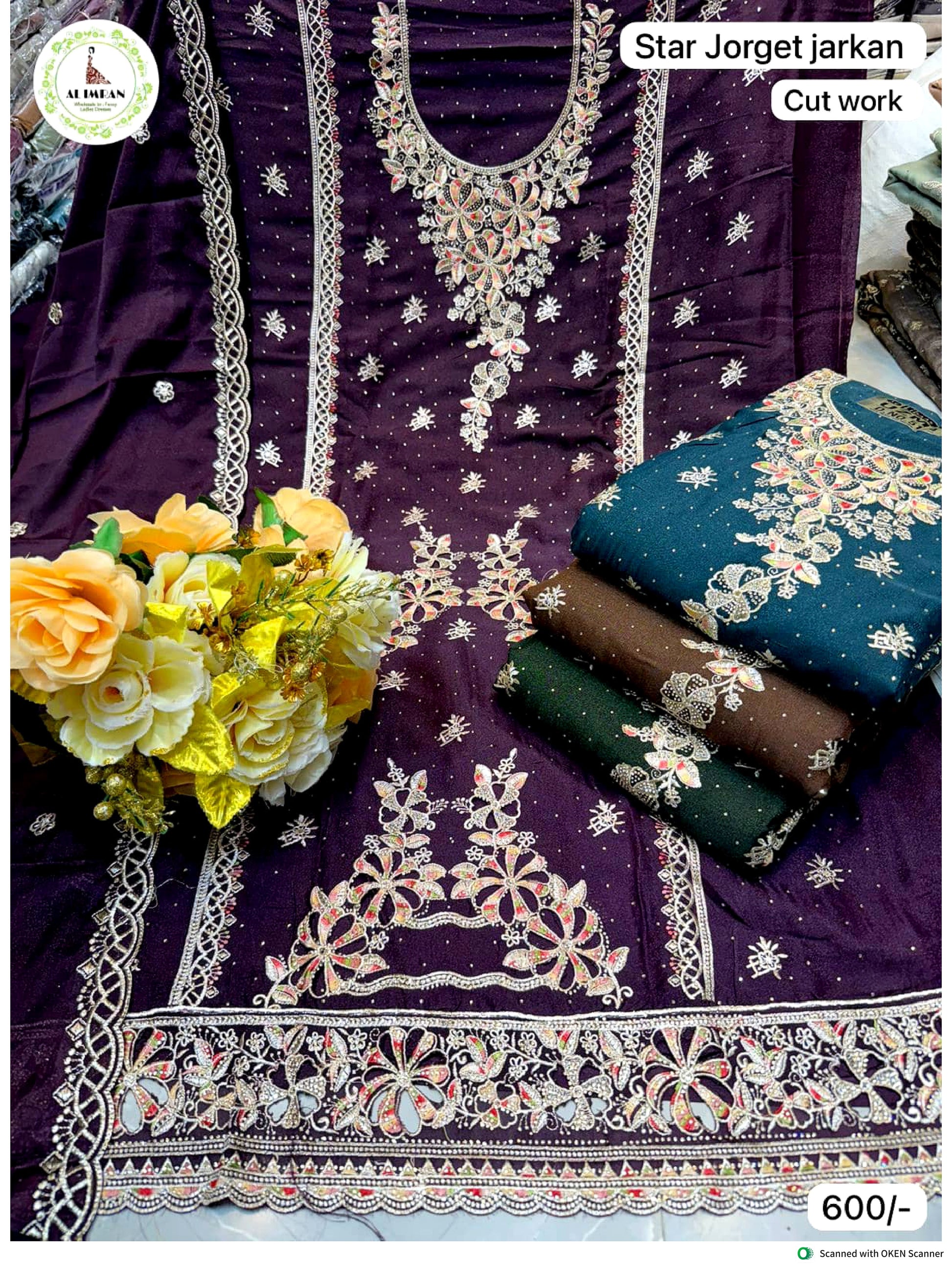 Star Georgette Jarkan Cut Work Suit