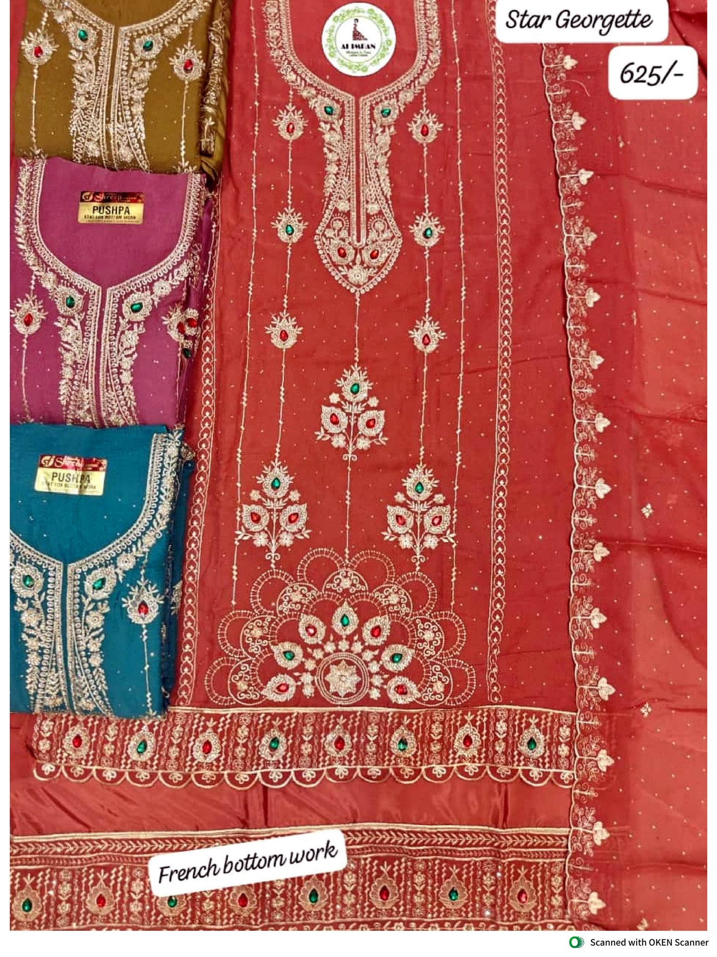 Star Georgette French Bottom Work Suit