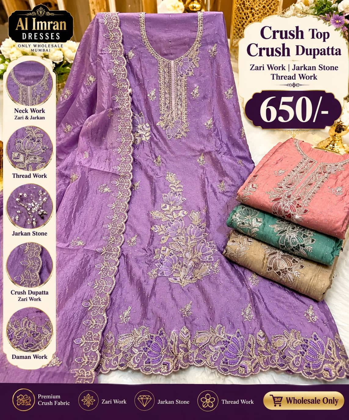 Crush Top Crush Dupatta Premium Crush Work Suit catalogue